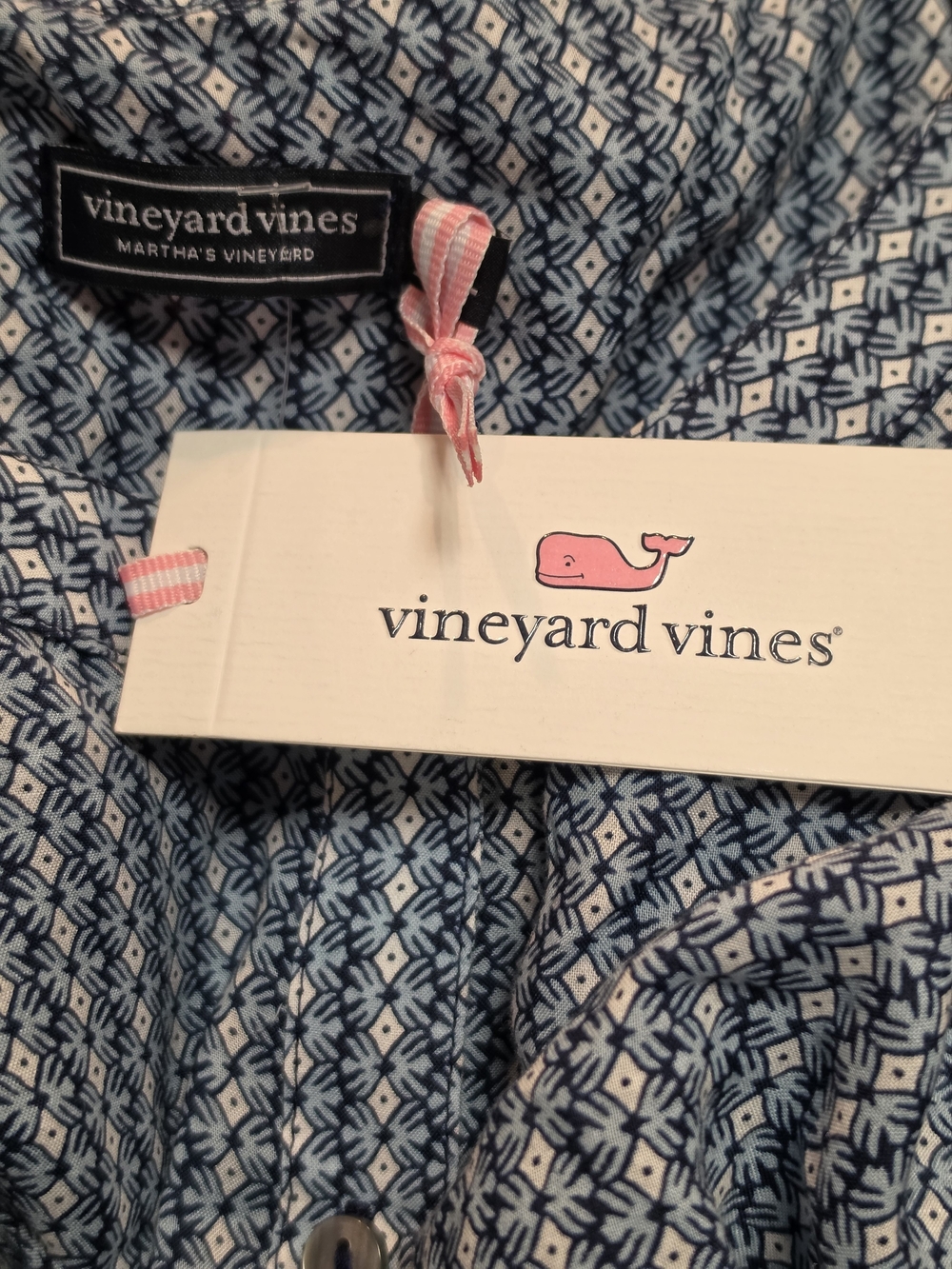Vineyard Vines Blue Patterned Ruffle-Sleeve Button Front Top Nwt - Picture 3 of 4